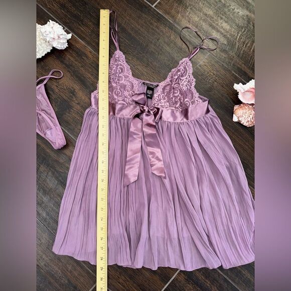 Victoria’s Secret Lavender Lace Babydoll Nightie Set– Size M - Picture 14 of 16